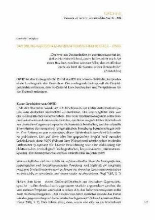 Das Online-Wortschatz-Informationssystem Deutsch - OWID