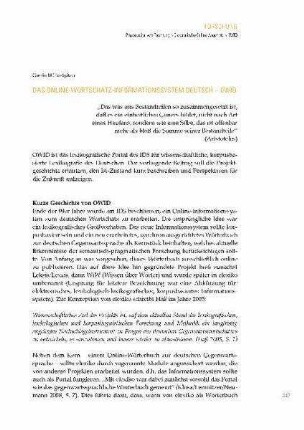Das Online-Wortschatz-Informationssystem Deutsch - OWID
