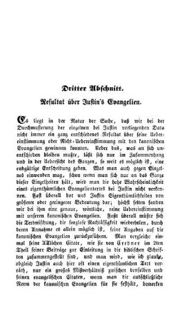 Dritter Abschnitt. Resultat über Justin's Evangelien.