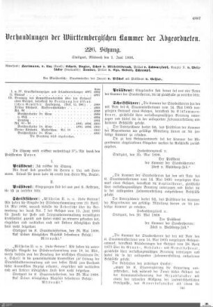 226. Sitzung, Stuttgart, 1.6.1898