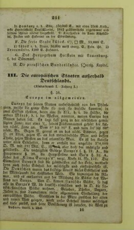 III. Die europäischen Staaten außerhalb Deutschlands