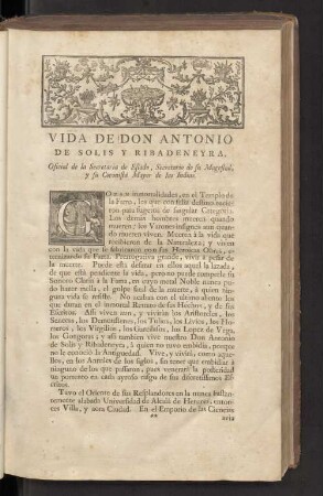 Vida De Don Antonio De Solis Y Ribadeneyra.