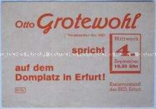 Einladung zu einer Kundgebung mit Otto Grotewohl