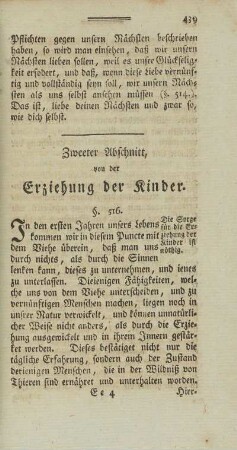 Zweeter Abschnitt, von der Erziehung der Kinder.
