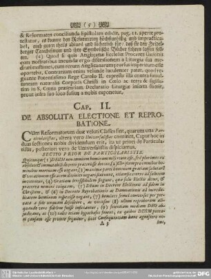 Cap. II. De Absoluta Electione Et Reprobatione