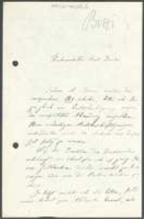 Brief von Antonio Borzi an Unbekannt