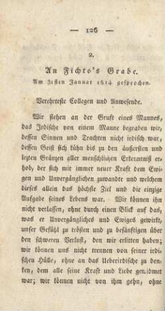 2. An Fichte's Grabe. Am 31sten Januar 1814 gesprochen.