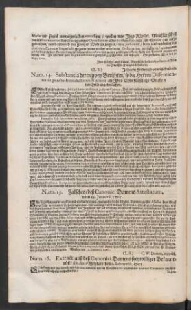 Num. 16. Extract auß deß Canonici Damens freywilliger Bekanntnüß / sub dato Wetzlar / den 6. Februarii, 1703.