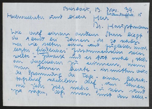Brief von Elfriede Grundmann an Gerhart Hauptmann