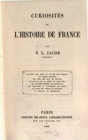 Curiosités de l'histoire de France, 1