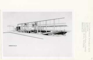 Aquarium, Düsseldorf-Düsseltal (Diplomarbeit bei Peter Poelzig): Perspektivische Ansicht Krokodilhalle