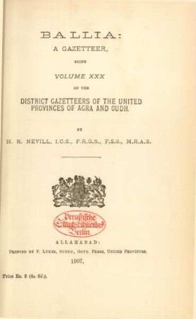 Vol. 30: Ballia : a gazetteer