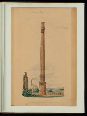 Dampfschornstein Monatskonkurrenz November 1867: Aufriss; Maßstabsleiste