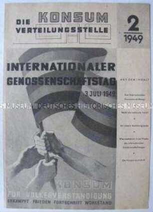 Mitteilungsblatt der Konsum-Genossenschaften der Sowjetischen Besatzungszone u.a. zum Internationalen Genossenschaftstag