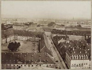 Dresden-Neustadt. Ritterstraße mit Infanterie- und Artilleriekaserne und angrenzender Bebauung
