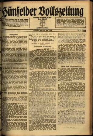 Ausgabe vom Samstag, den 14. Mai 1921.