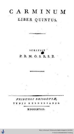 Liber 5: Carminum