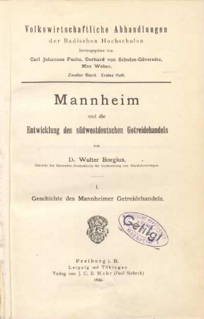 1: Geschichte des Mannheimer Getreidehandels