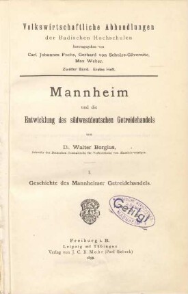 1: Geschichte des Mannheimer Getreidehandels