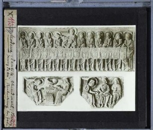 Modena, Dom : Lettner, Relief (Abendmahl, Verleugnung Petri, Bestechung des Judas)