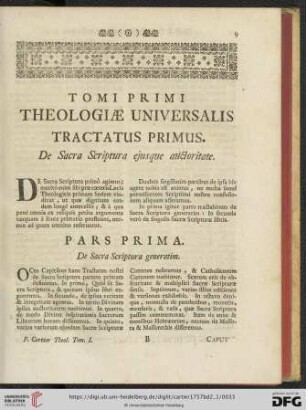 Pars prima: De Sacra Scriptura generatim