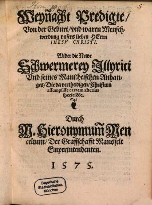 Weynacht-Predigten von der Geburt Christi