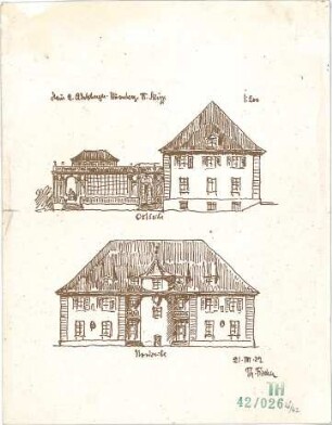 Fischer, Theodor; Nürnberg; Haus Adelsberger - Ost - u. Nordseite (Ansichten)