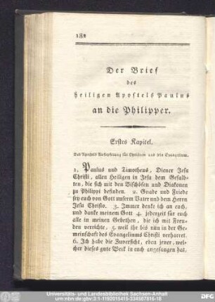 Der Brief des heiligen Apostels Paulus an die Philipper.
