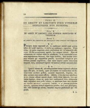 Pars. II. De Ambitu Et Limitibus Iuris Supremae Inspectionis Rite Ponendis.