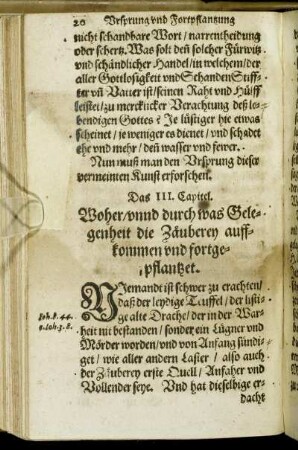 Das III. Capitel. Woher/ unnd durch was Gelegenheit die Zauberey auffkommen und fortgepflantzet.