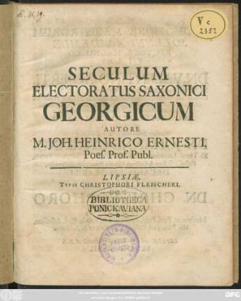 Seculum Electoratus Saxonici Georgicum