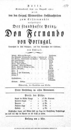Der standhafte Prinz, Don Fernando von Portugal