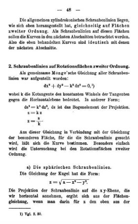 2.Schraubenlinien auf Rotationsflächen zweiter Ordnung.