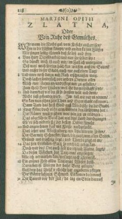 Martini Opitii Zlatna, Oder Von Ruhe deß Gemüthes.