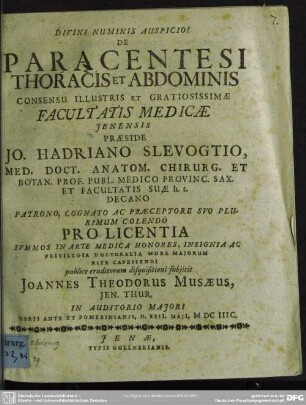 De paracentesi thoracis et abdominis