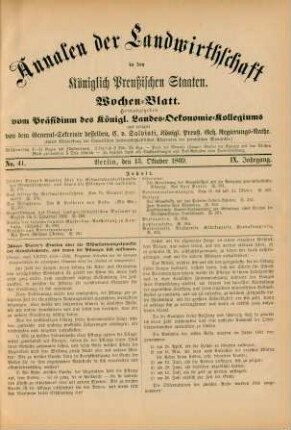No. 41. Berlin, den 13. Oktober 1869. IX. Jahrgang.