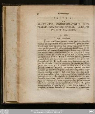 Caput II. De Sententia Condemnatoria Sine Praevia Inquisitione Speciali, Cessantibus Eius Requisitis.