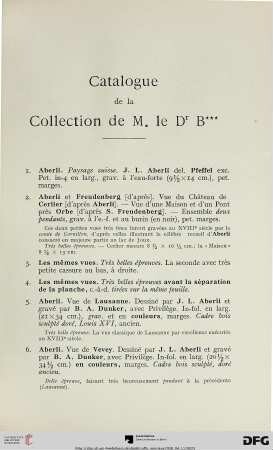 Catalogue de la Collection de M. le Dr B*** (Nr. 1-433)