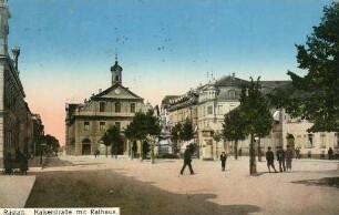 Erster Weltkrieg - Postkarten "Aus großer Zeit 1914/15". "Rastatt - Kaiserstraße mit Rathaus"