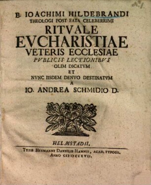 Rituale eucharistiae veteris ecclesiae