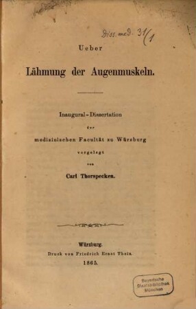 Ueber Lähmung der Augenmuskeln
