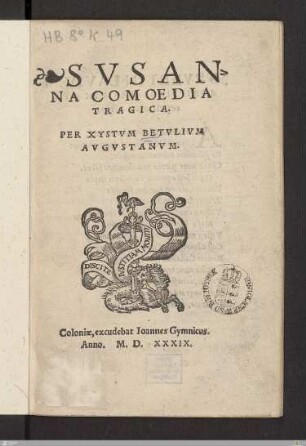 Svsanna : Comoedia Tragica