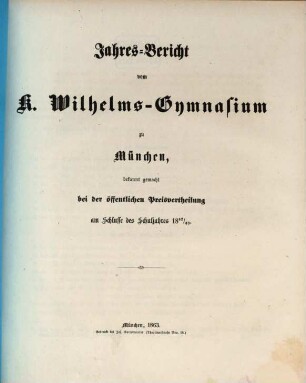 Jahresbericht. 1862/63