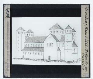 Merseburg, Dom : Perspektivzeichnung, Rekonstruktion des otton. Baus
