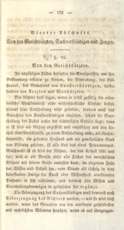 Vierter Abschnitt. Von den Gerichtsärzten, Sachverständigen und Zeugen