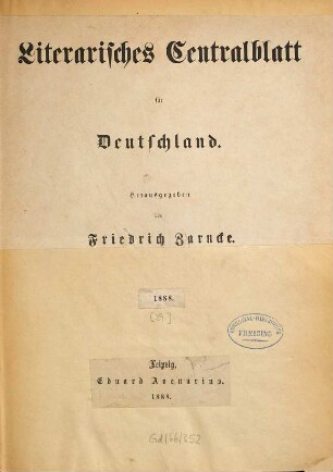 Literarisches Zentralblatt für Deutschland. 39. 1888