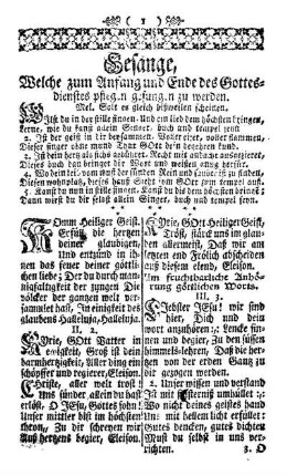 Gesänge, Welche zum Anfang und Ende des Gottesdienstes pflegen gesungen zu werden.