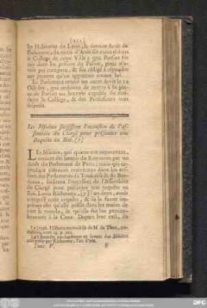 Les Jésuites saisissent l'occasion de l'assemblée du Clergé pour présenter une Requête au Roi.