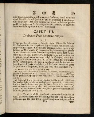 19-29, Caput III. De Genuino Feudi haereditarii conceptu.