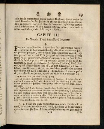 19-29, Caput III. De Genuino Feudi haereditarii conceptu.